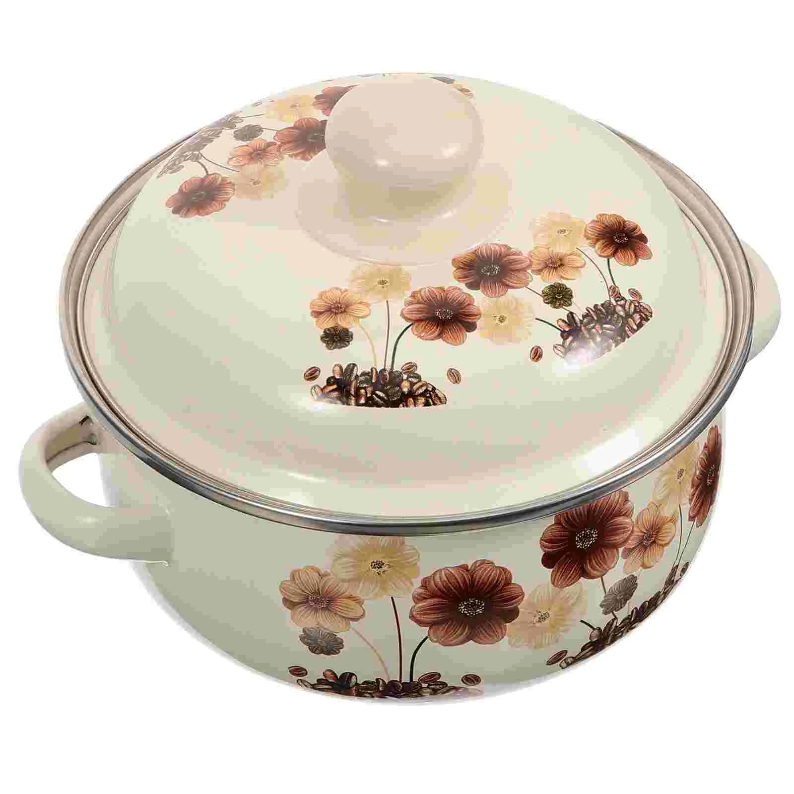 

Small Pots Cooking Lid Household Enamel Soup Kitchen Nonstick Home Wear-resistant Stockpot Vintage