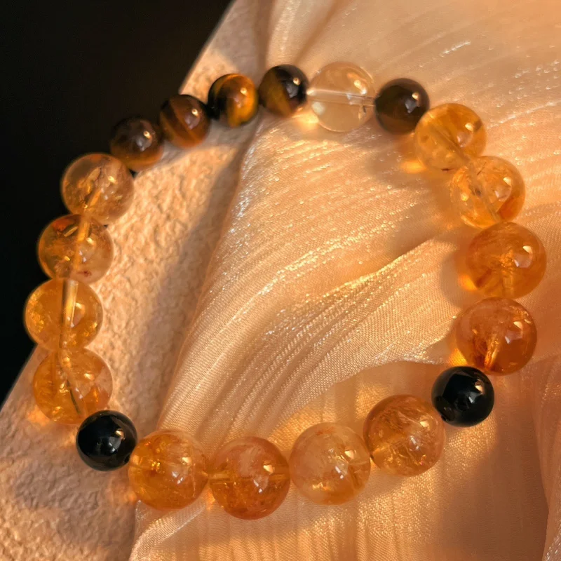 Женский браслет из натурального белого цитрина Tigereye