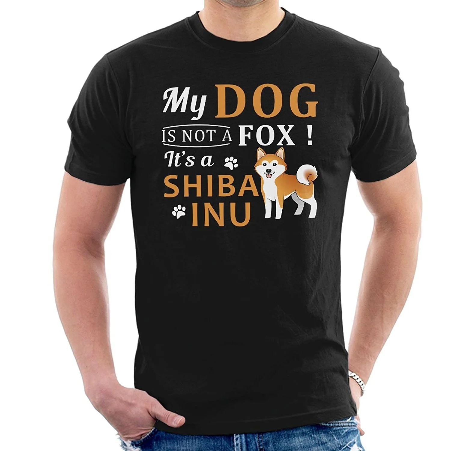 

Summer Male T-shirt Funny My Dog Is Not A Fox Its A Shiba Inu Print Short Sleeve Tops Street T Shirt Tee Shirt Men Clothing