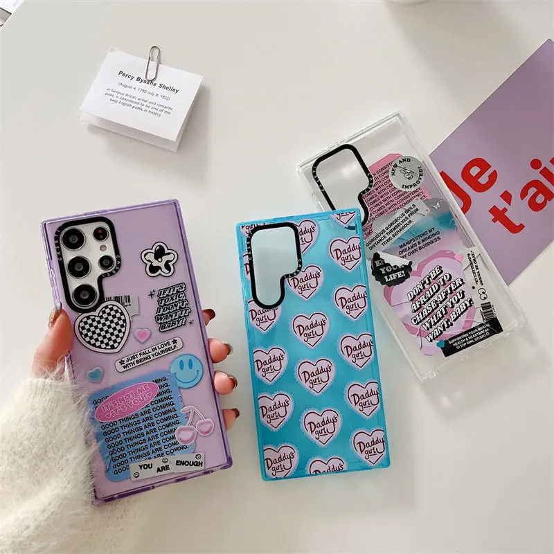 

Fashion Daddy Girl Transparent Case for Samsung Galaxy S20 S21 S22 S23 Ultra S20+ S21+ S22+ S23 Plus Cover Protective Shell