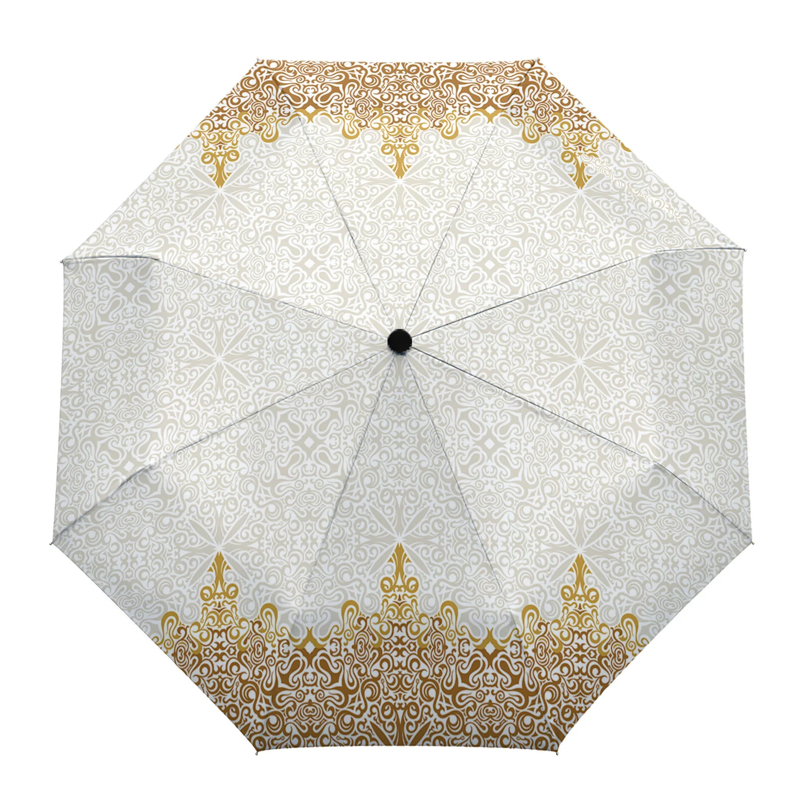 

Bohemian Retro Ethnic Automatic Umbrella Men Women Rain Windproof Outdoor Travel Sun Three Folding Umbrellas 8 Ribs Gift Parasol