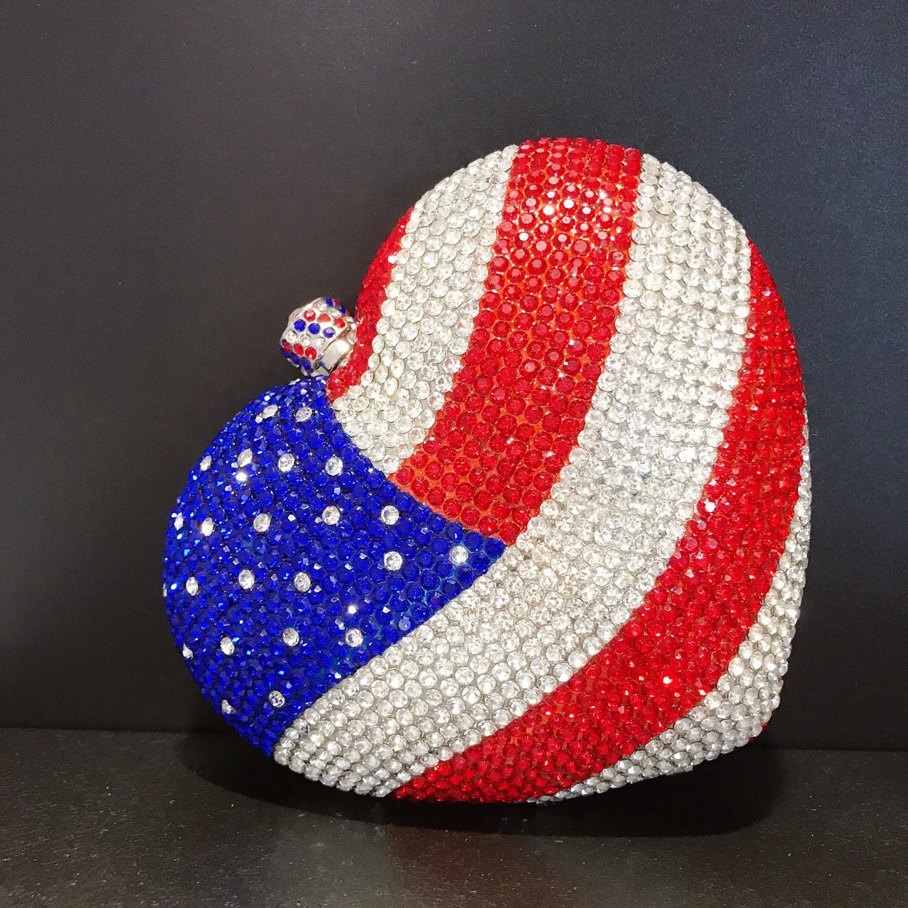 Дизайнерский роскошный клатч в форме сердца AB серебряный блеск женский деловой