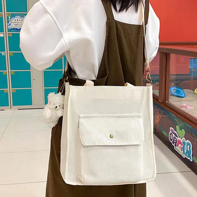 

2023 Women Bag Shopping Shoulder Bags Corduroy Eco Organizer Large Tote Small Girls Handbags Accessories Bear and Frog Crossbody
