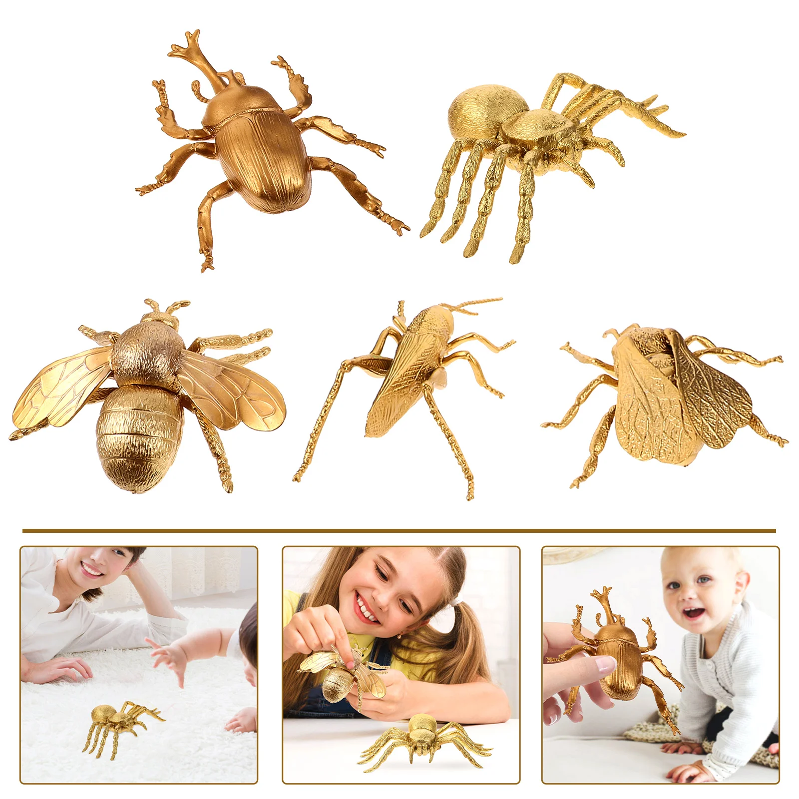 

5 Pcs Insect Knowledge Figurine Teaching Prop Crawl Toys Simulation Insects Plastic Kids Supply Model