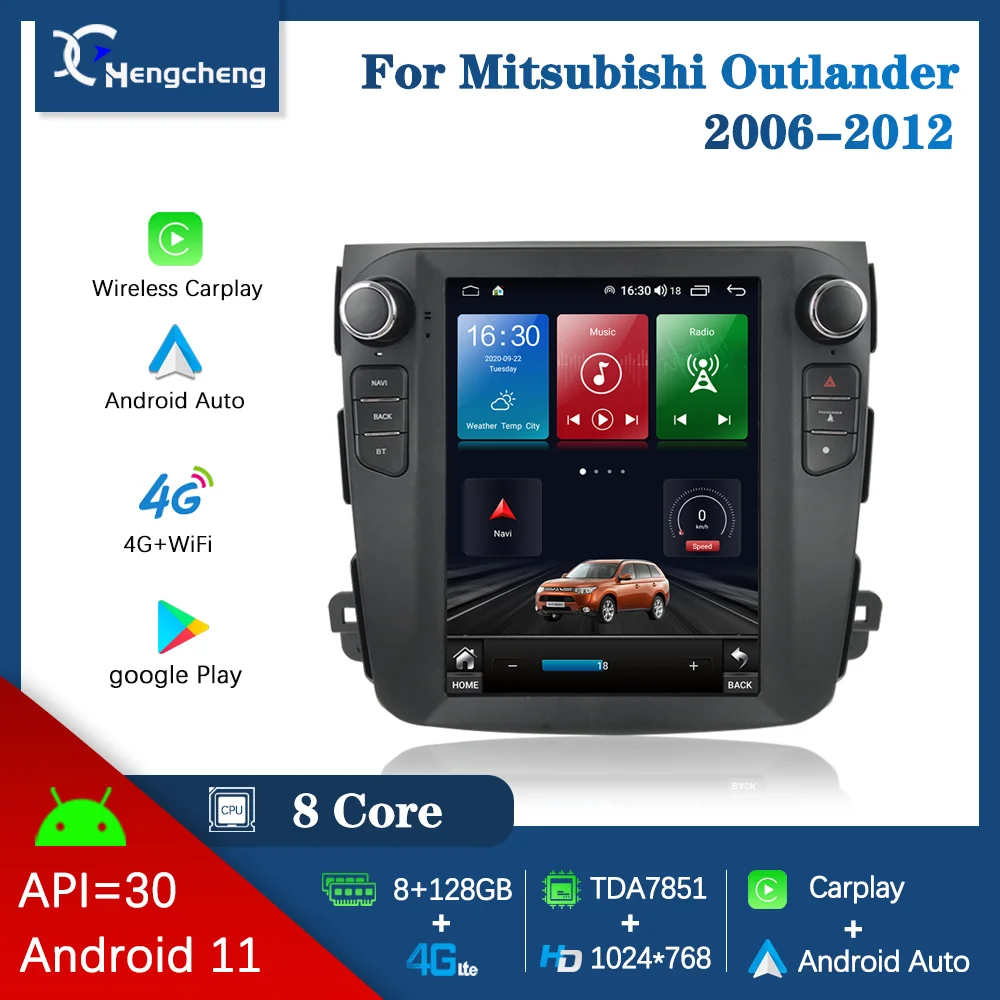 

10,4 для Mitsubishi Outlander 2006-2012 Автомобильная магнитола GPS-навигация Радио Android 11 8 ядер 8 + 128G Carplay 4G LTE