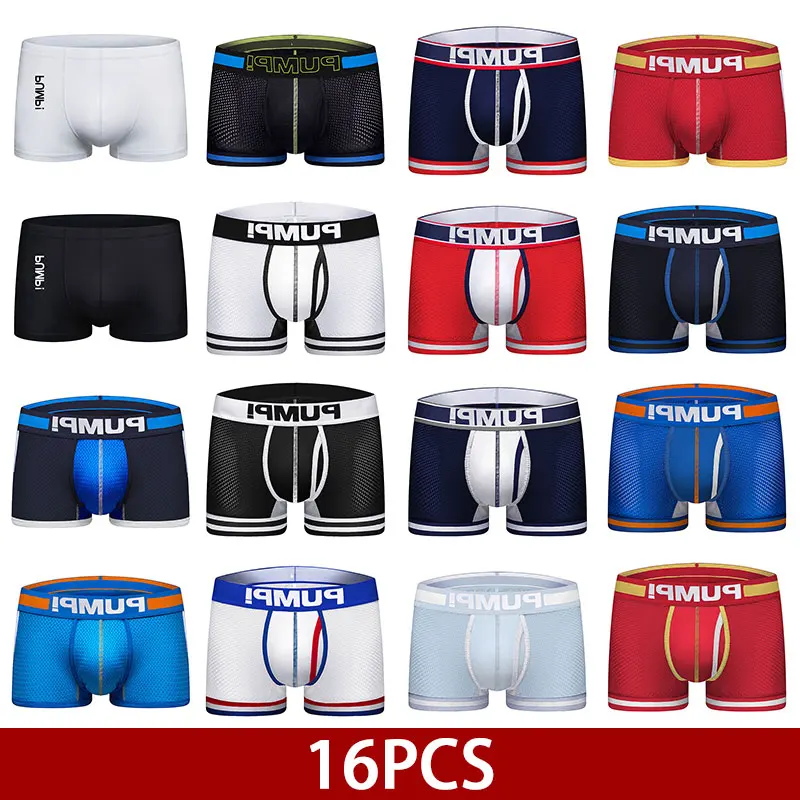 16Pcs Hot Sale Man Underwear Boxers Men's Panties Quick Dry Cotton Innerwear Gay Sexy Men Underpants Boxershorts Funny