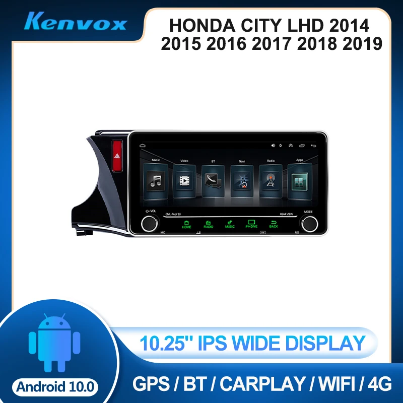 

Автомагнитола 2 din, 10,25 дюйма, IPS, Android, для HONDA CITY LHD 2014, 2015, 2019