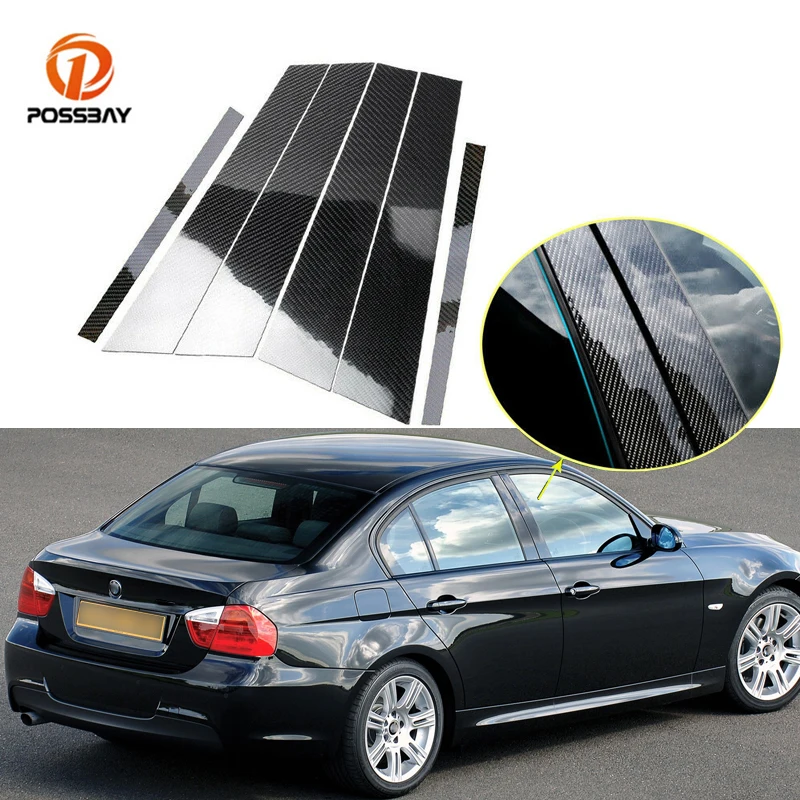 

Car Window Pillar Post Molding Cover Trims Stickers Carbon Fiber Look Auto Exterior Accessories for BMW 3 Series E90 2005-2012