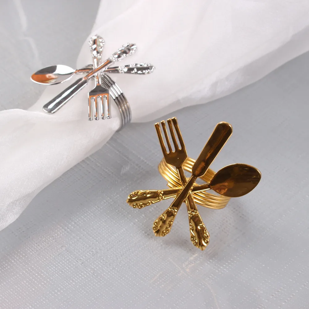 

12 шт./классический металлический нож и искусственное Золотое серебряное кольцо для салфеток, настольное украшение для свадьбы, отеля, семей...