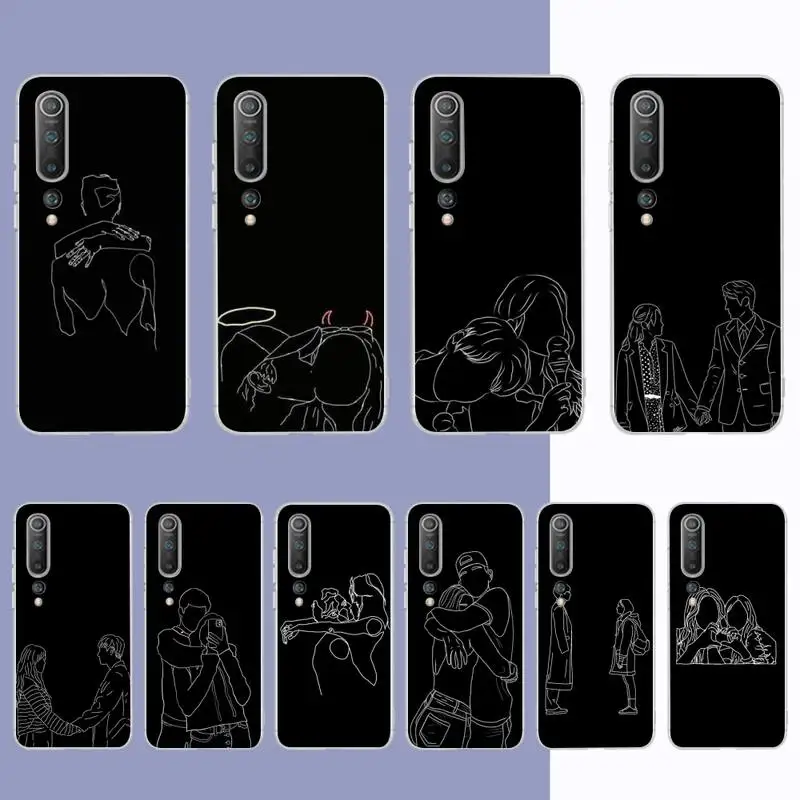 

Abstract Couple Line Drawing Phone Case for Samsung S21 A10 for Redmi Note 7 9 for Huawei P30Pro Honor 8X 10i cover