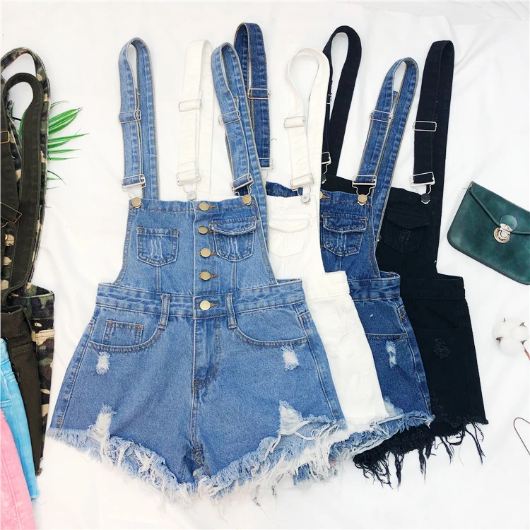 Denim Jumpsuits Short Overalls for Women Fashion Rompers Bodysuit Large Cotton Playsuits Roupas Female 2023 Pink Short Romper