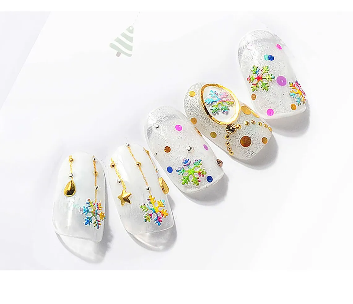 1 банка 3D металлические рождественские снежинки Блестки Белое золото