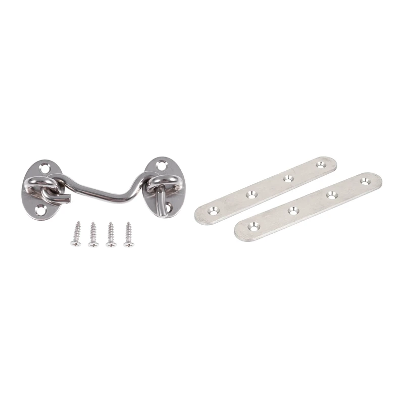 

1 Pcs Doors And Windows,Clasp, Eye Cabin Hook Clasp, & 2 Pcs Straight Repair Joining Mending Flat Plate Brackets