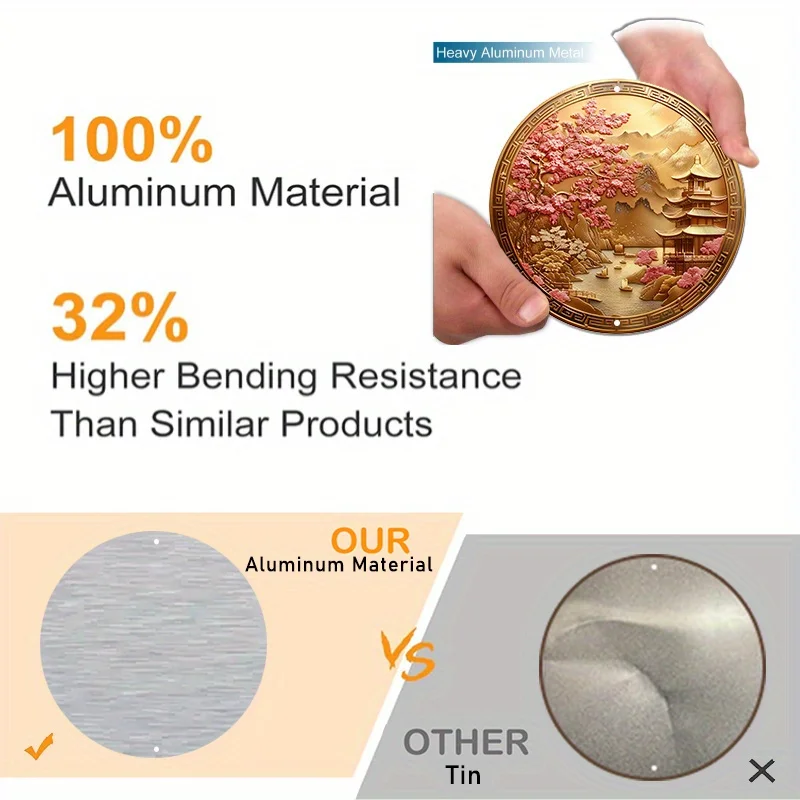 Металлический знак золотой медальон с традиционным дизайном китайского и сакуры