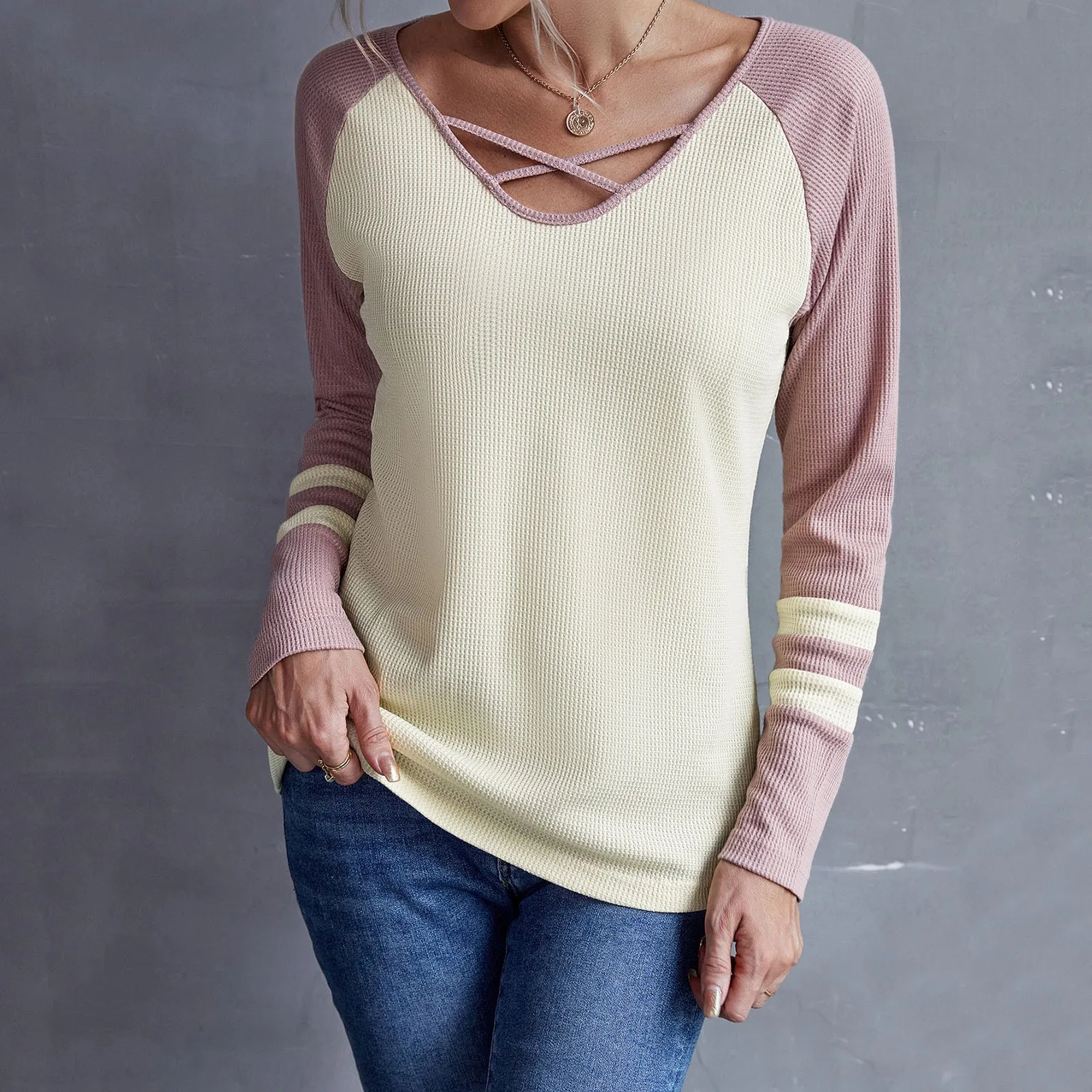 

Women Crewneck Casual Long Sleeve Pullover Tops Casual Sweatshir Blouse House with White Long Sleeve Polyester Shirt