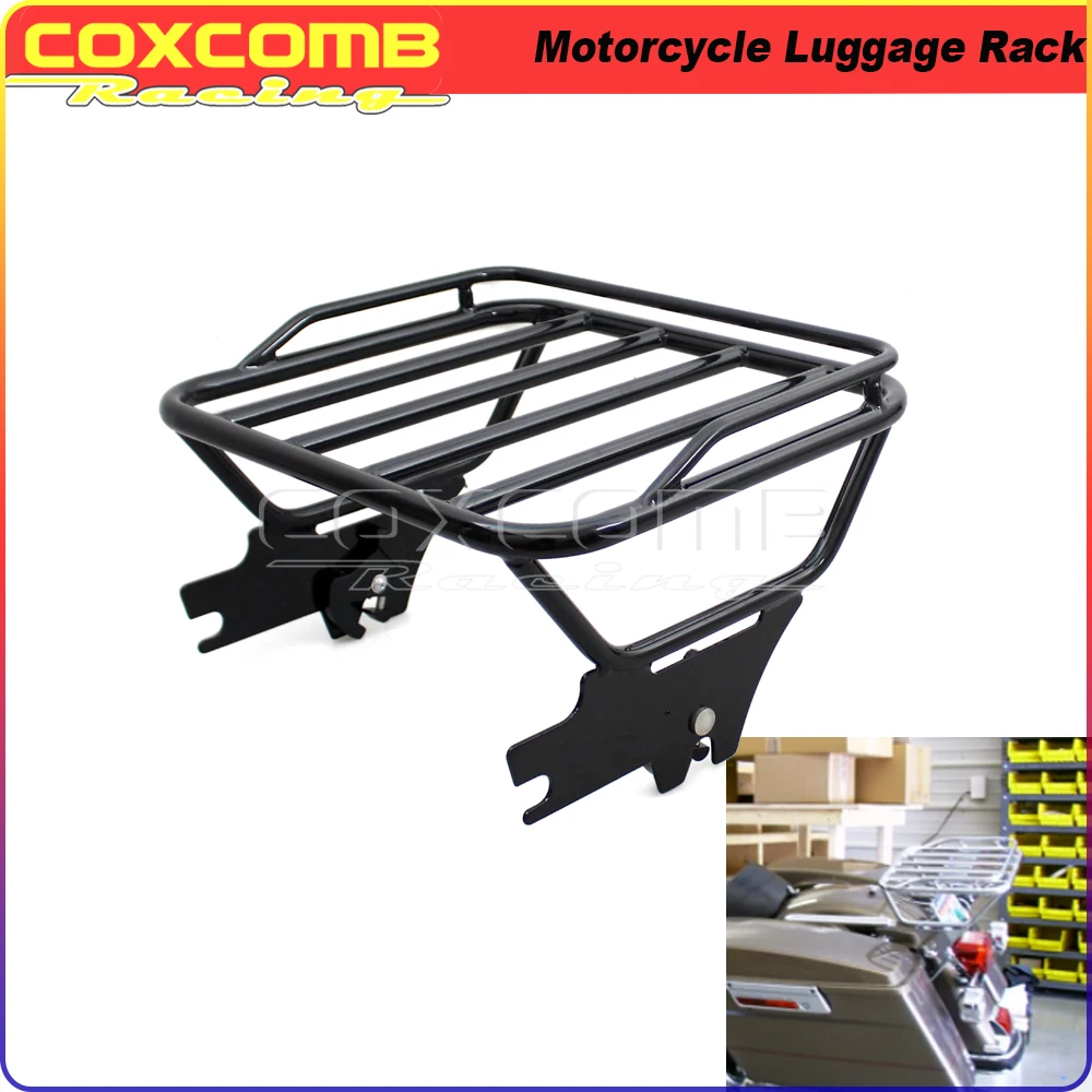 Motorcycle Black Detachable Rear Two Up Luggage Rack For Harley Touring Road King FLHT FLHX FLTR Road Glide FLTR 1997 1998-2008