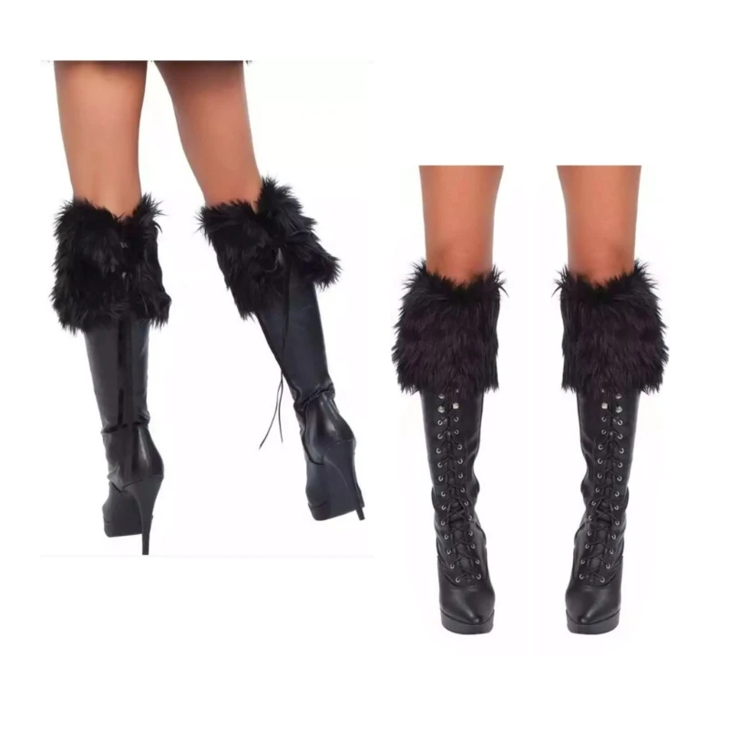 

Women's Faux Furs Leg Warmers Boot Winter Warm Foot Cover Y2K JK Uniform Clothes