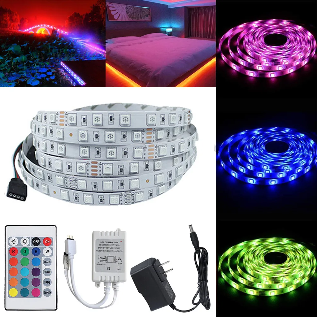 

Светодиодная лента + 2835 светодиодов SMD, гибкий пульт дистанционного управления RGB, контроллер дюйма, 24 фотоэлемента