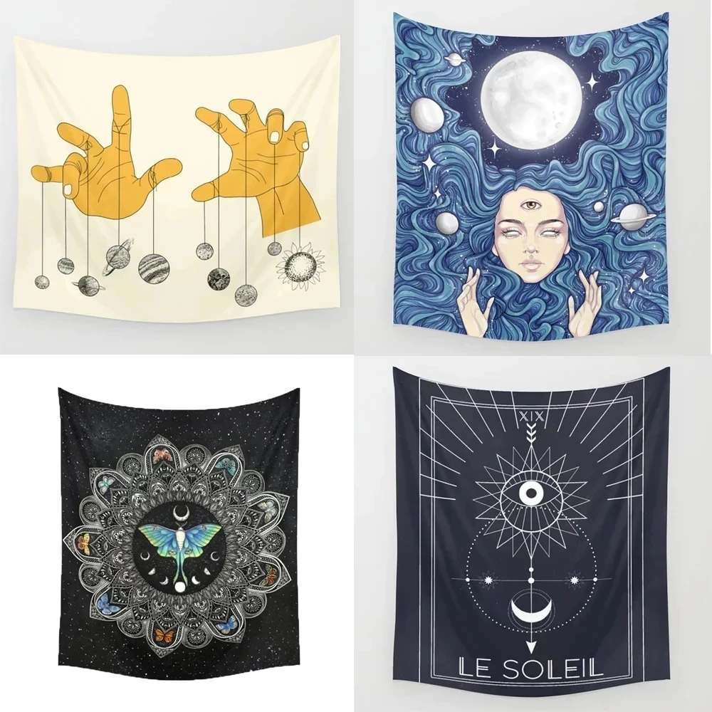 

Гобелен с Луной Witch Decor Sun гобелен, кавайные аксессуары для комнат, домашняя спальня, художественное оформление комнаты, настенный гобелен в ...