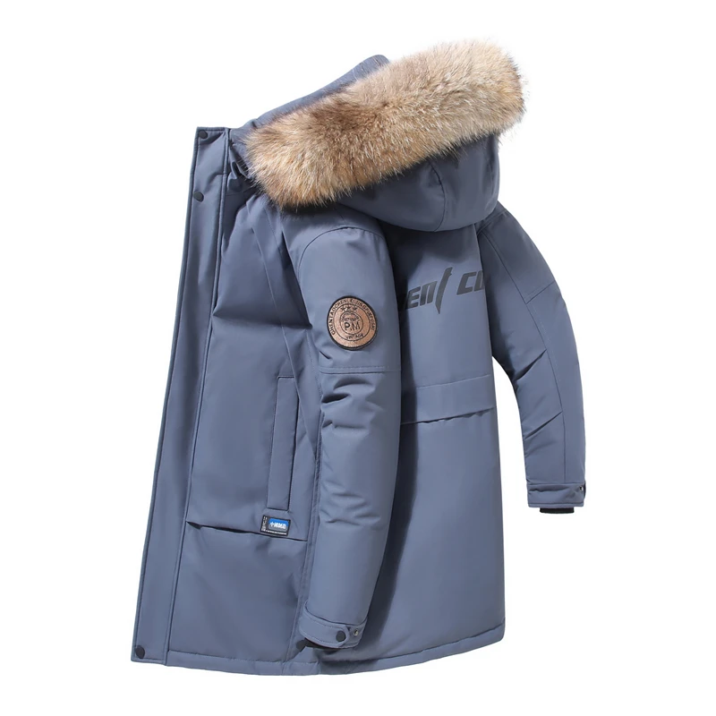 2022 Winter Warm Down Jacket Men's Mid-length Windproof Casual Fashion Parka Thickened Big Winter Fur Collar Jacket Men