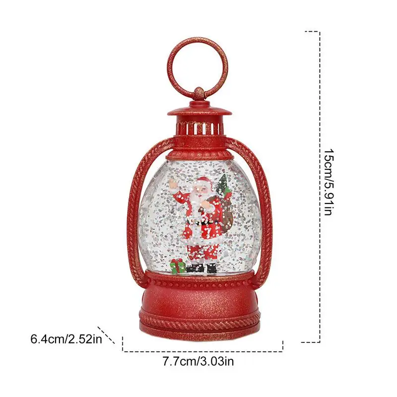 Световой снежный шар блестящий глобус Санта-Клауса с завитыми блестками внутри