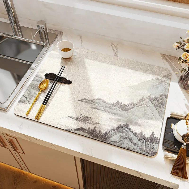 

посуда для кухни коврик для сушки посуды подставка под горячее плейсматы на стол коврик коврик для посуды сушка Кухонная подстилка с рисунком, подстилка для сушки посуды, кухонный дренажный коврик