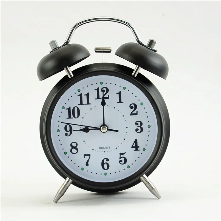 

4inch Metal Bell Digital Aarm Clock Bedside High Volume Mute Clock Wake Up Timing Small Alarm Clocks For Office Staff Students