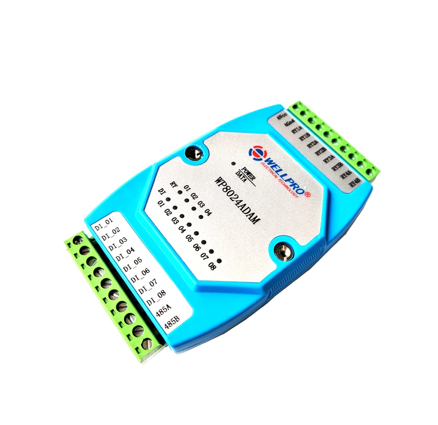 Фото Модуль цифрового ввода-вывода 35 мм, 8 каналов, изолированный, 8DI 4RY RS485 MODBUS RTU WP8024ADAM №2