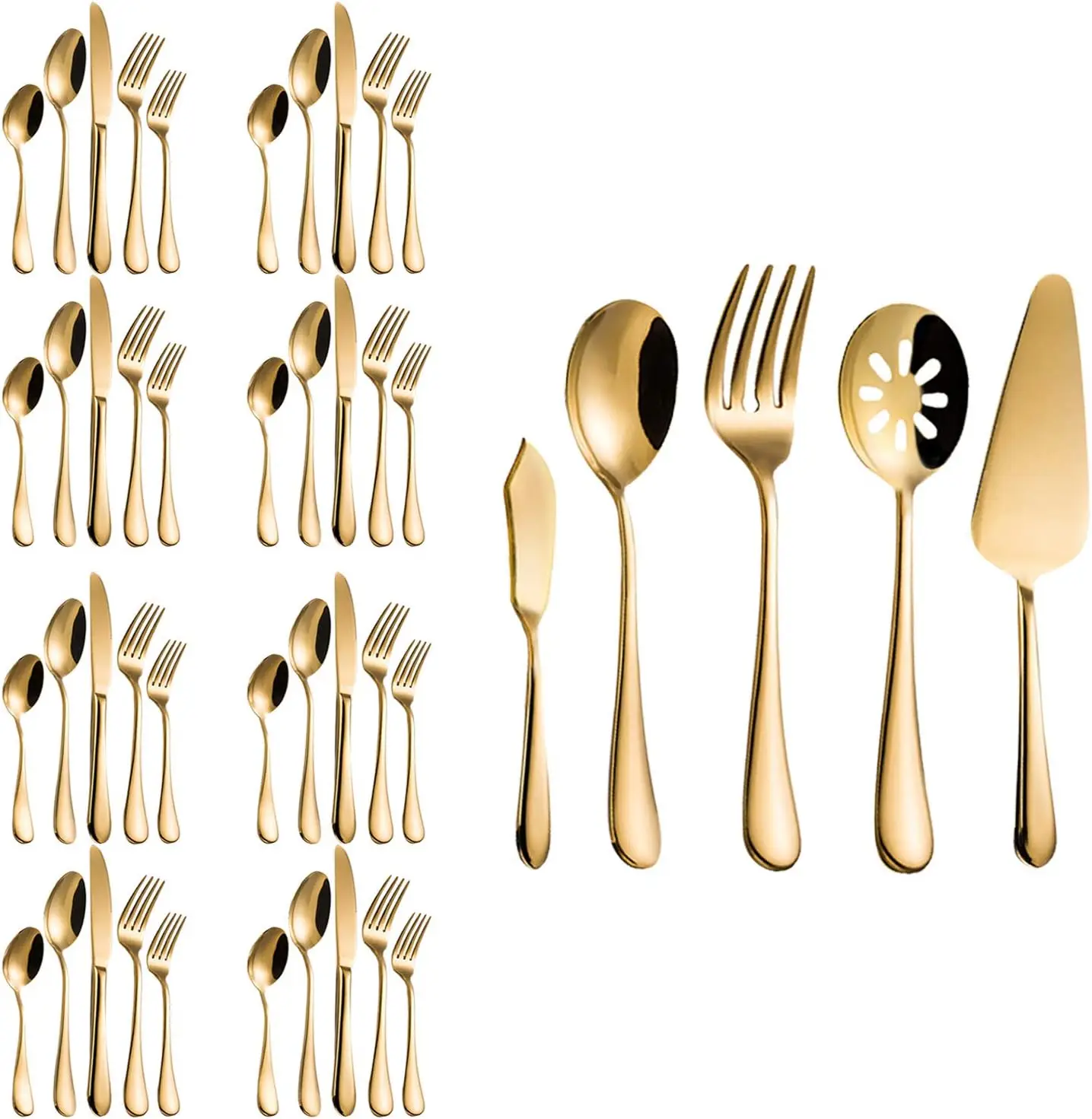 

Set, Modern 45-Pieces Stainless Steel Flatware for Wedding Festival Christmas Party, Service For 8