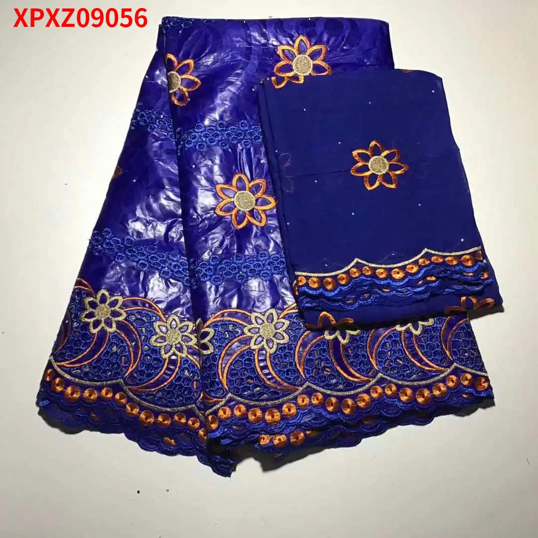 

Original African Ankara Lace Cloth Textiles Nigerian Wholesale ​​Bazin ​Brocade fabric 5+2 Yards/Lot XPXZ09056