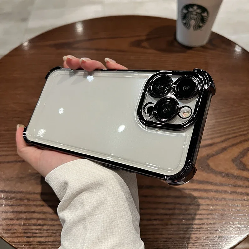 Прозрачный противоударный чехол с четырьмя углами для iPhone 16 15 14 13 12 11 Pro Max 7 8 Plus XR X