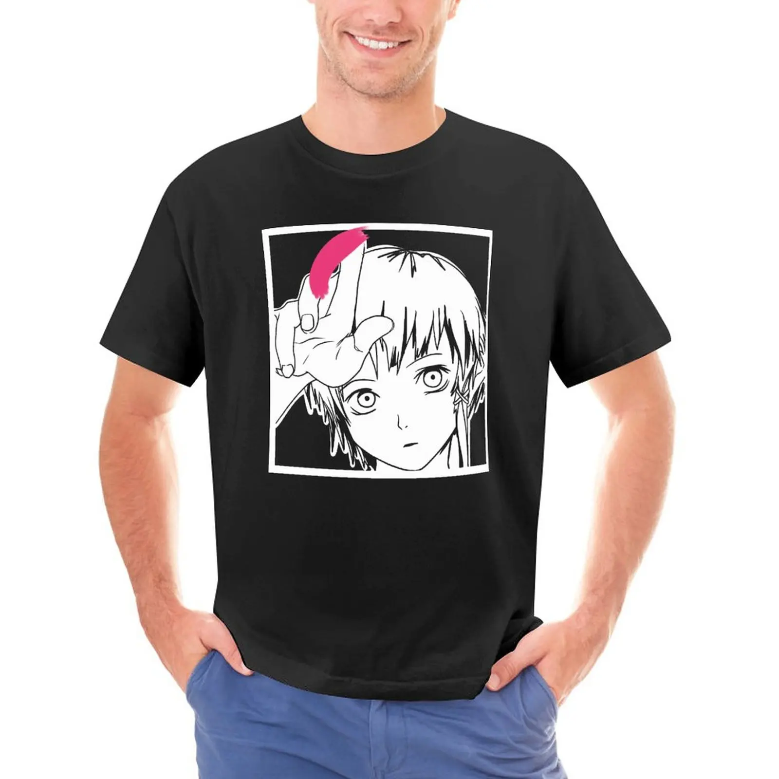 

Футболки из аниме «эксперименты», футболки из хлопка в стиле ретро с коротким рукавом и графическим принтом, отличная одежда для мужчин, фут...