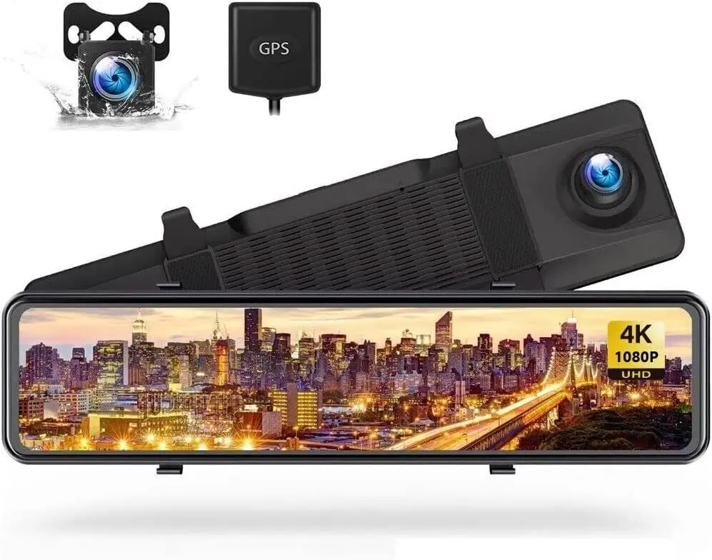 

Зеркало-видеорегистратор Bileeko, камера заднего вида с двойной камерой, 4K, GPS, 12 дюймов