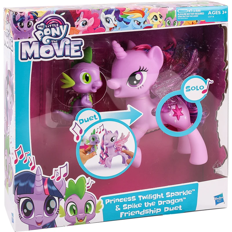 

Hasbro My Little Pony Dolls Toy Muisc Lights Rainbow Twilight Sparkle Spike Dragon Action Figures Children Girls Birthday Gifts