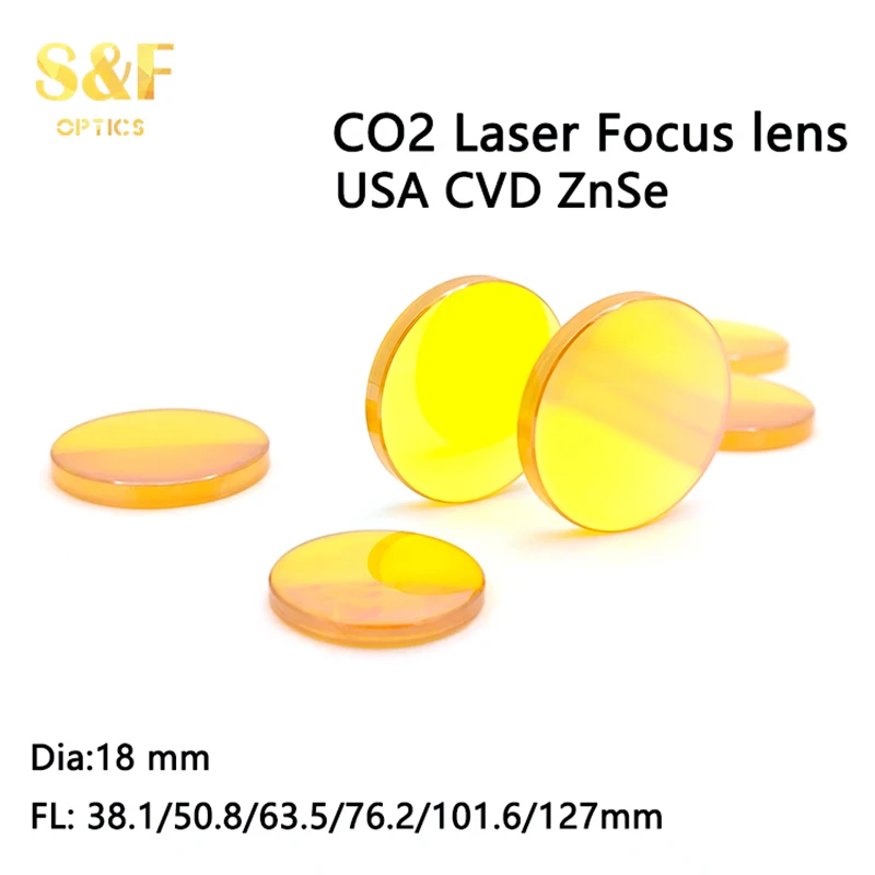 Оптический CO2 лазер Meniscus/Plano USA CVD Znse фокусный объектив диаметром 18 мм FL38.1/50 8/63 5/76