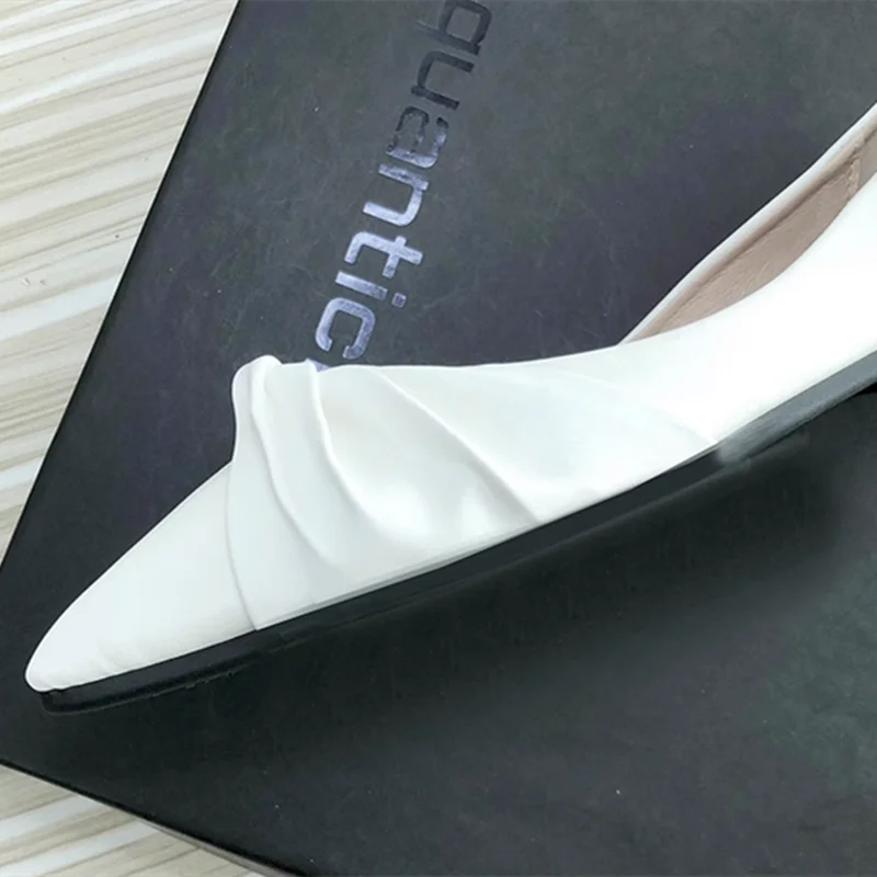 Feminino Pleated Balerinas Cinderella Novelty Flats Pointy Toe Dough Shoes Soft Leather Green Yellow Wide And Narrow Feet 32-48