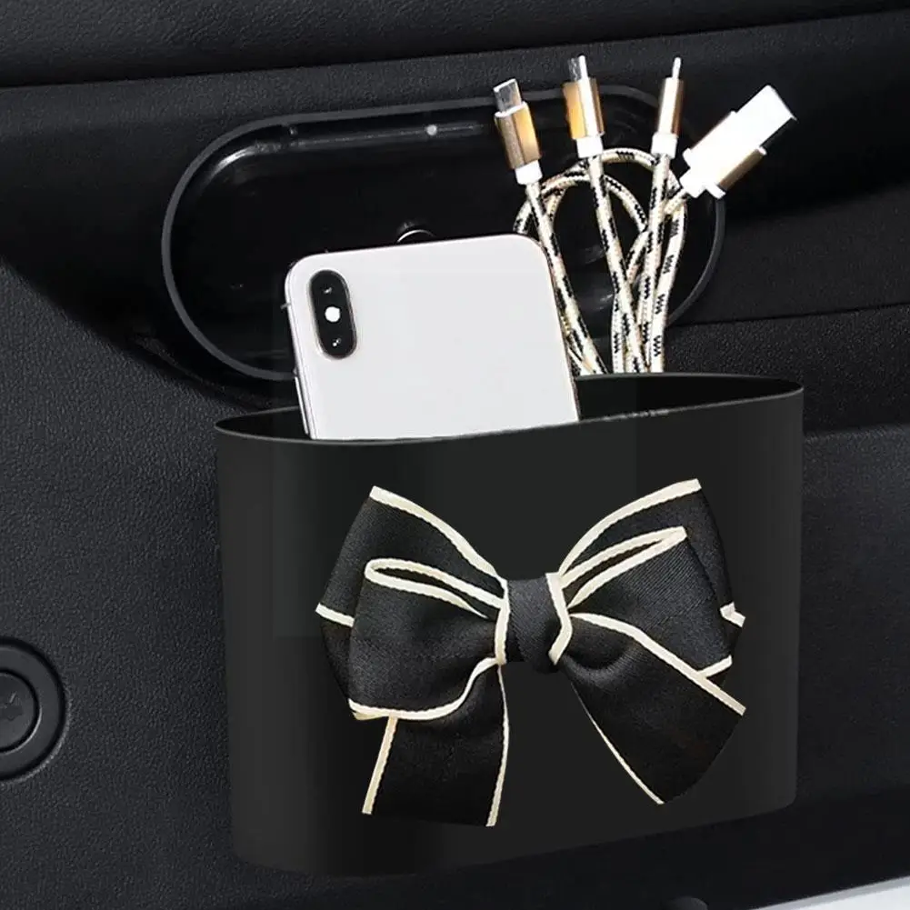 

Cute Bow Car Trash Can High Quality Abs Pressed Type Supplies Storage Interior Accessories Box Storage Car 16x6.4cm Trash A P9q1