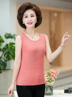 women cozy sequined tank pink purple orange white black letter pattern cotton sleeveless top round collar casual clothing 2022