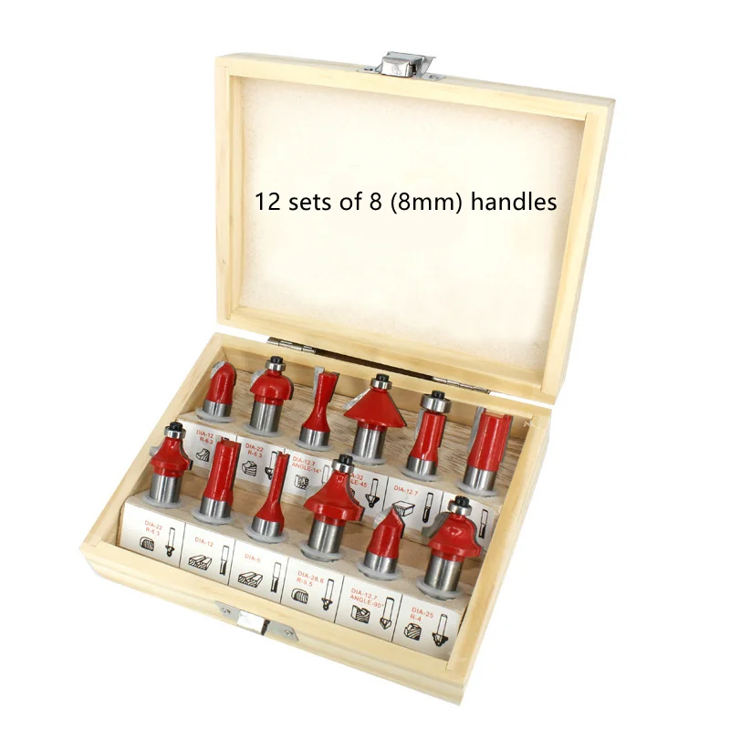 

High Quality 12pcs 8mm Router Bit Set Milling Cutter Wood Bits Carbide Cutting Woodworking Trimming Engraving Dill Bit фрезы по