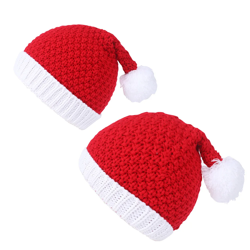 

Вязаная детская Рождественская шапка 2023, милая Рождественская шапка с помпоном для родителей и детей, мягкая шапка с помпоном для взрослых и детей, шапка с Санта, детский подарок на Новый год