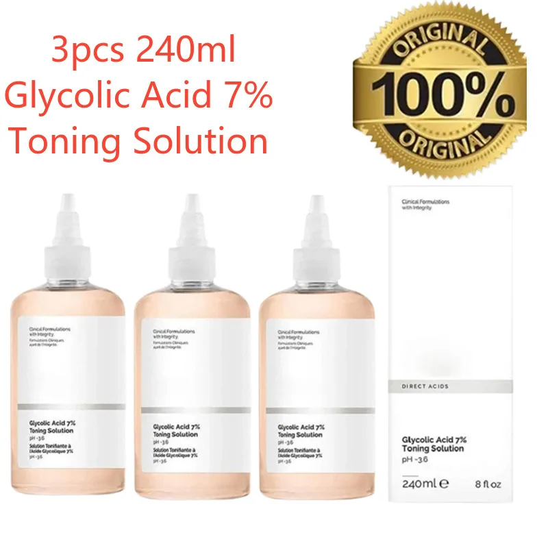 

3pcs Glycolic Acid 7% Toning Solution Gentle Exfoliation Improve Skin Condition Brighten Skin Tone Products Original 240ml