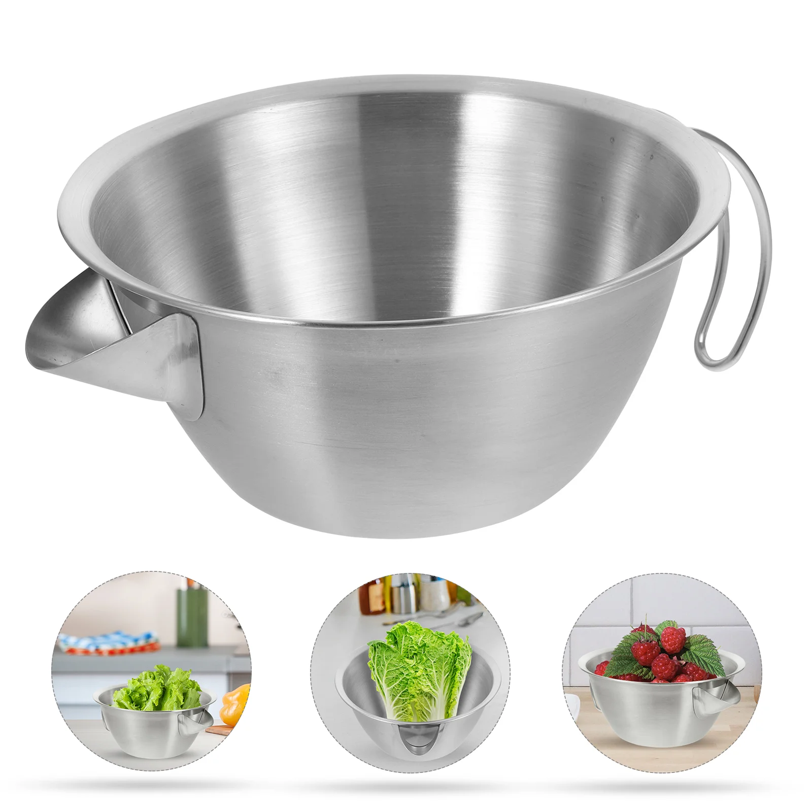 Extra Large Mixing Bowl Kitchen Round Basin Wash 20X20X9.5CM Home Stainless Steel Fruit Washing Silver Household Vegetable