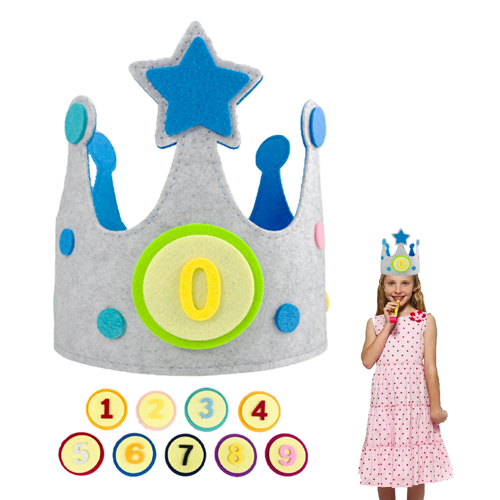 

Reusable Birthday Felt Hats Crown for Kids Happy Birthday Hat with Adjustable Baby’s Birthday Photo Props Birthday Party Decor