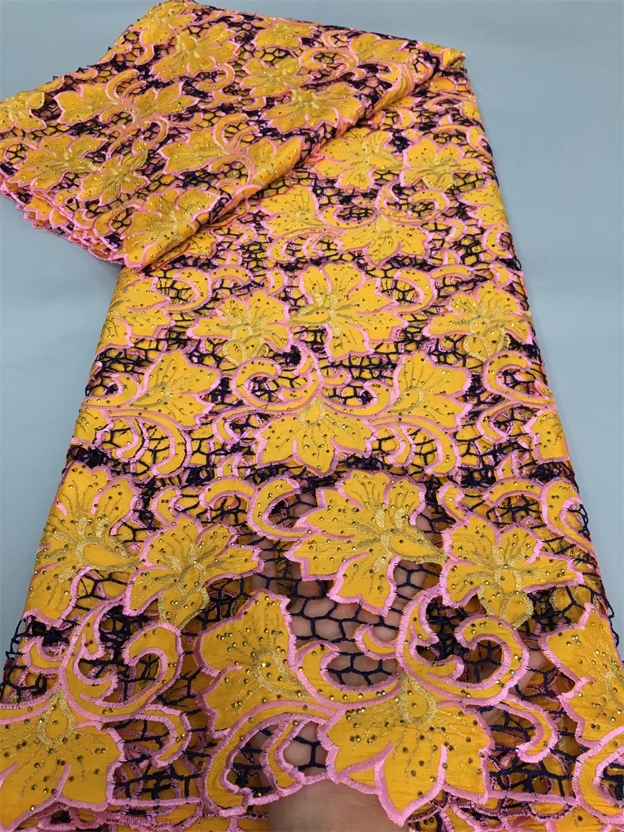 Швейцарский хлопок в Швейцарии кружевная африканская вышитая ткань для