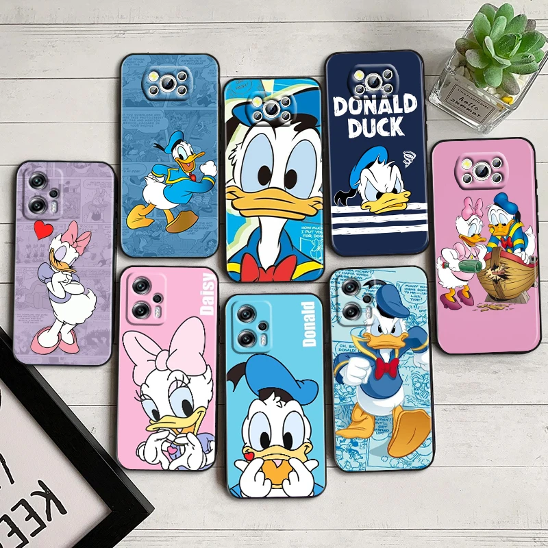 

Donald Duck Disney For Xiaomi Poco F5 X5 C55 C50 M5 M4 X4 X3 F3 GT NFC M3 C3 M2 F2 F1 X2 Pro Silicone Black Phone Case Fundas