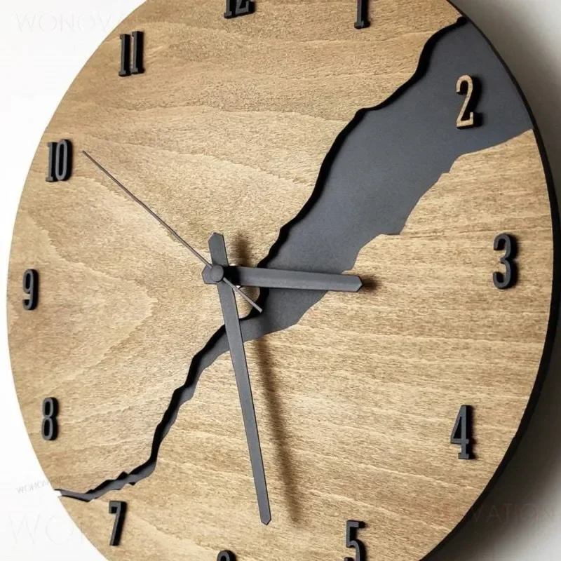 

Креативные 3D трещины, простые деревянные настенные часы, Современное украшение для дома, настенные часы, фоновая Бесшумная Настенная картина