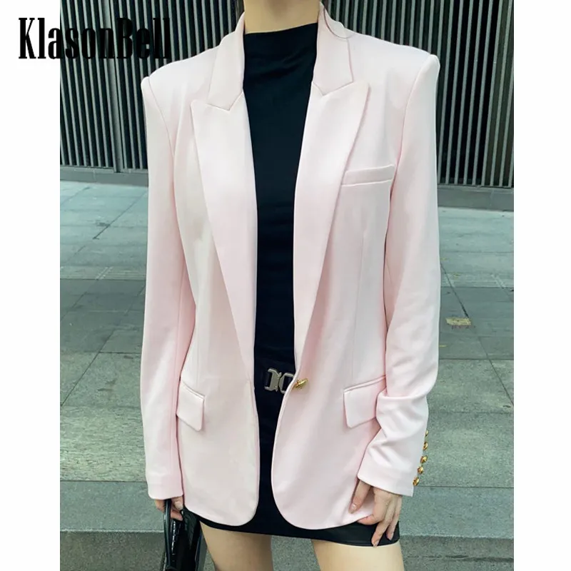 

10.23 KlasonBell Fashion Temperament Solid Single Button Slim Mid-Length Blazer Women