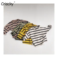 criscky casual clothing for kids baby striped clothes long sleeve spring autumn t shirt baby infant wear street cotton tops