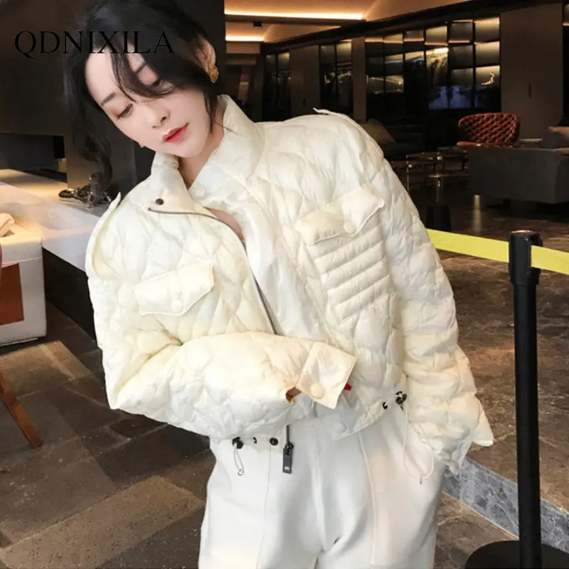 Winter Jacket Women 2022 Small Short Stand Collar High Waist Cotton Jacket Women's Versatile Thin Cotton Jacket Winter Coats
