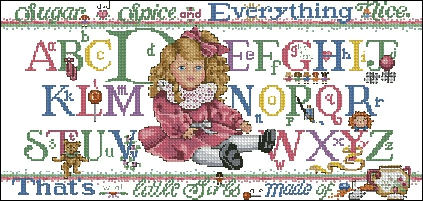 Набор для вышивки крестом 14CT холст набор ремесло-22 детский алфавит девочек 61-34